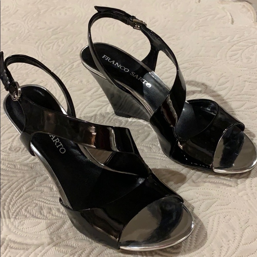 Black Patent wedge heels